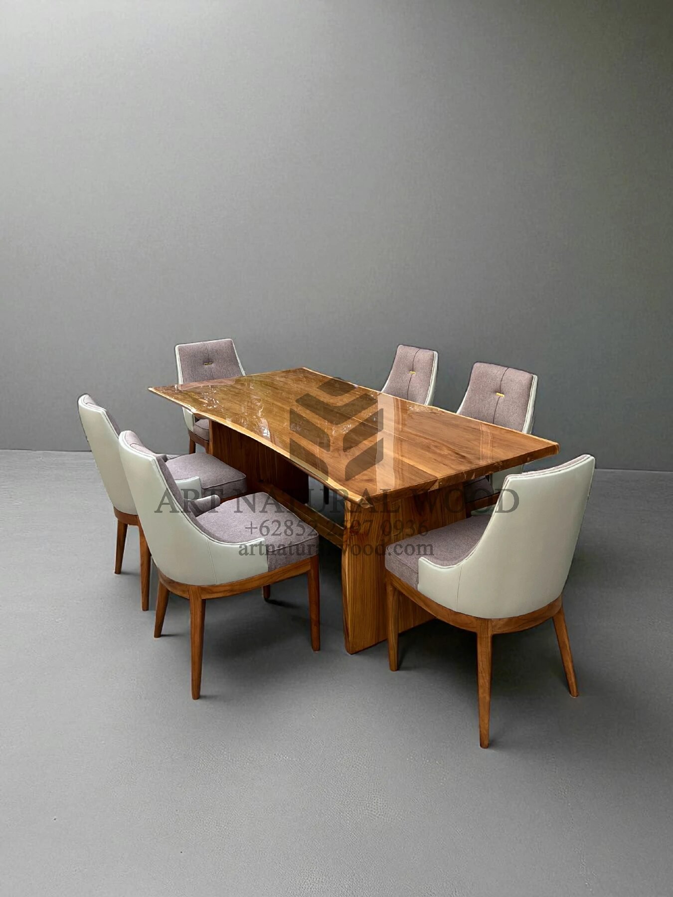 meja makan glossy minimalis kayu jati