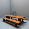 set meja makan kayu trembesi 2 bangku