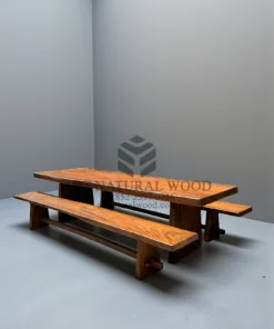 set meja makan kayu trembesi 2 bangku